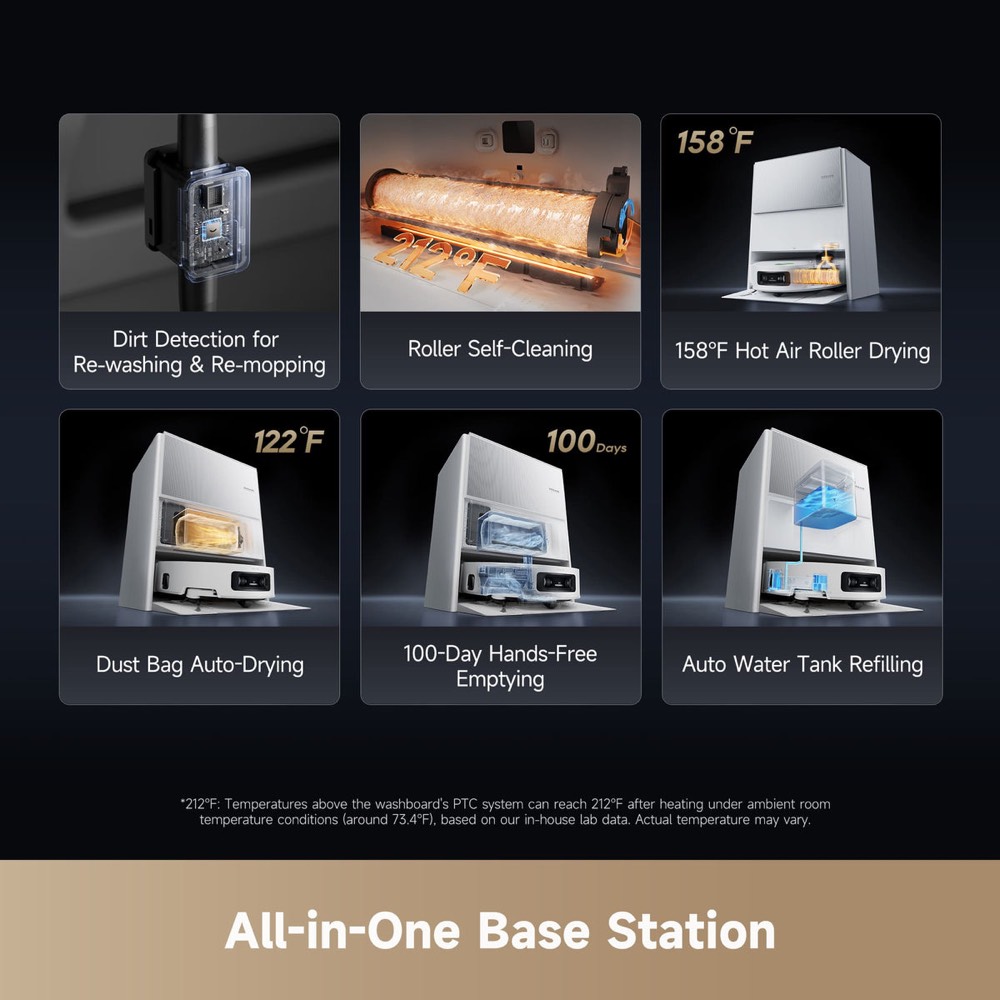 Dreame Aqua10 Ultra Roller all-in-one base station with hot water wash and heated drying