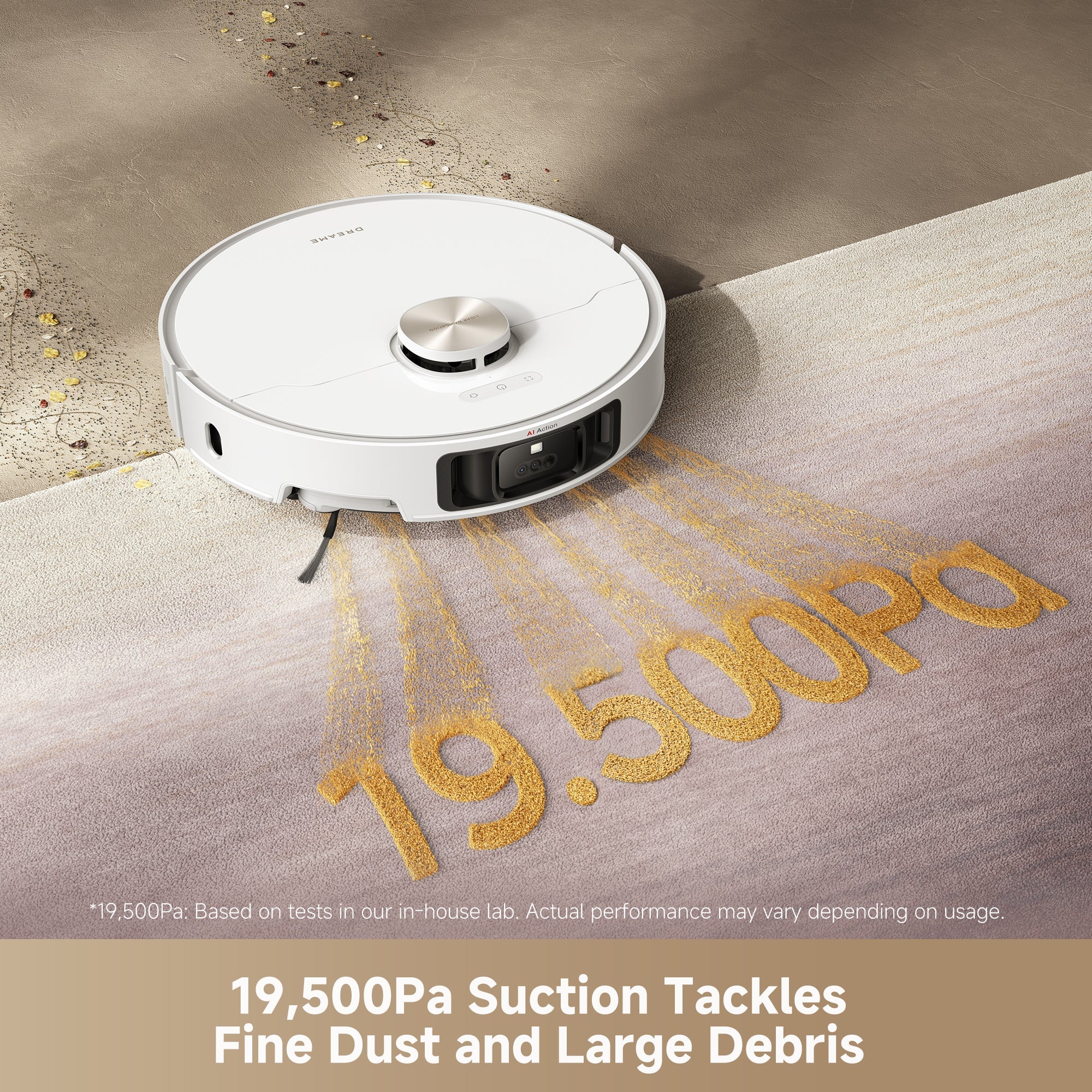 Dreame L50 Ultra 19500Pa Vormax suction power cleaning demonstration