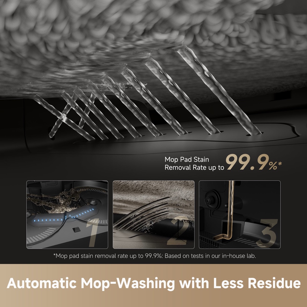 Dreame X50 Ultra mop pad self-washing system inside the dock with hot water