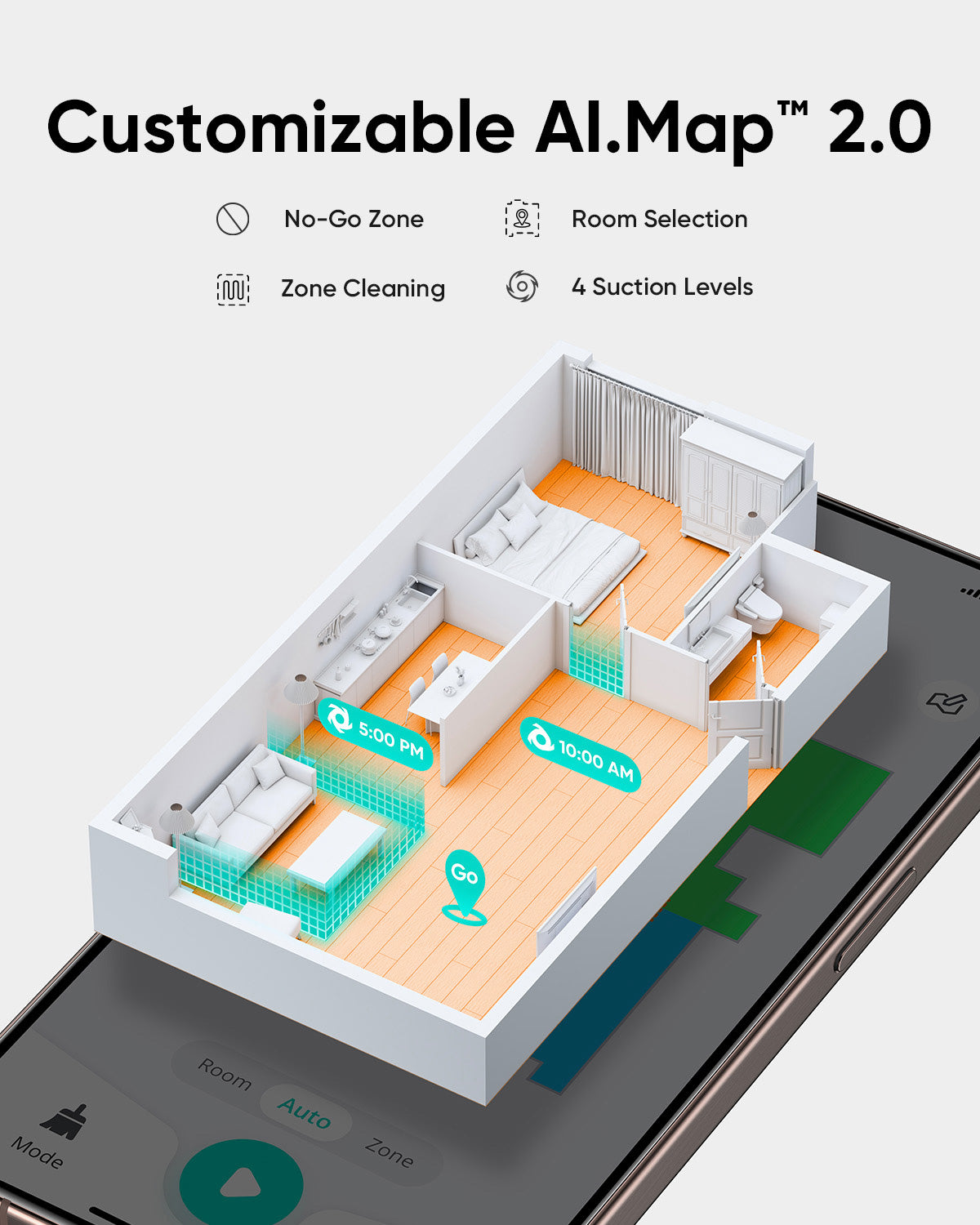 eufy Clean app with AI Map 2.0 customizable no-go zones and zone cleaning