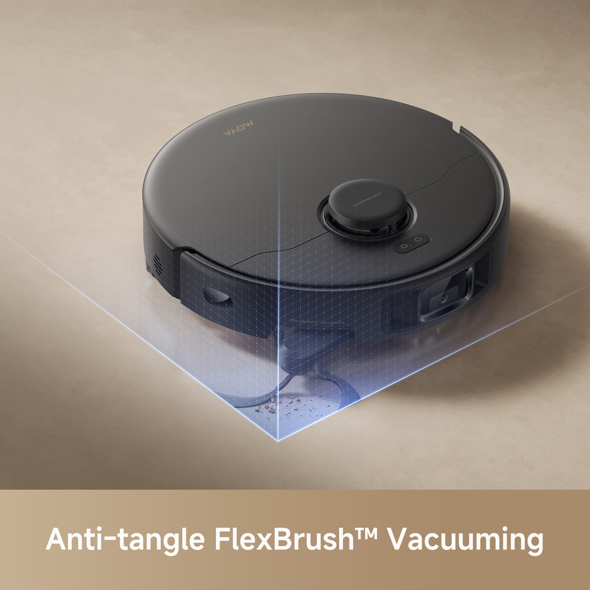 MOVA E30 Pro Plus extendable FlexBrush side brush reaching into a corner
