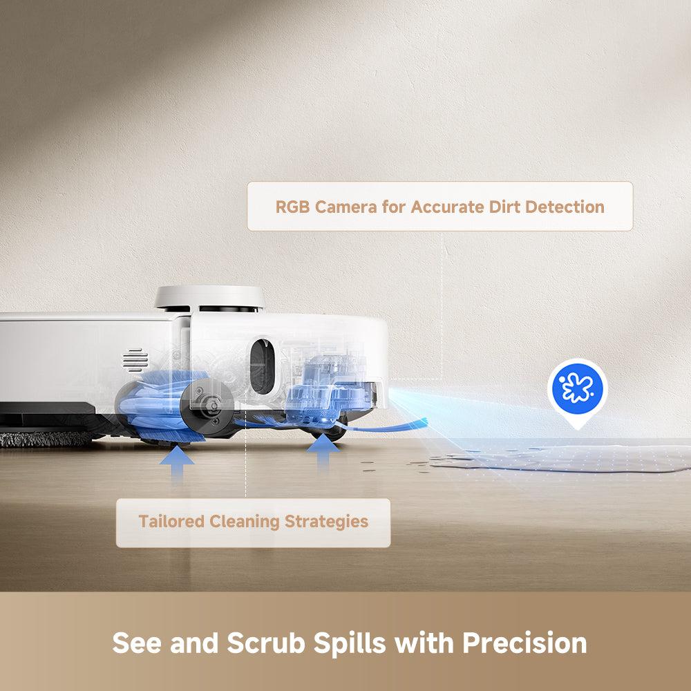 MOVA P50 Pro Ultra using AI camera and dirt detection to target spills