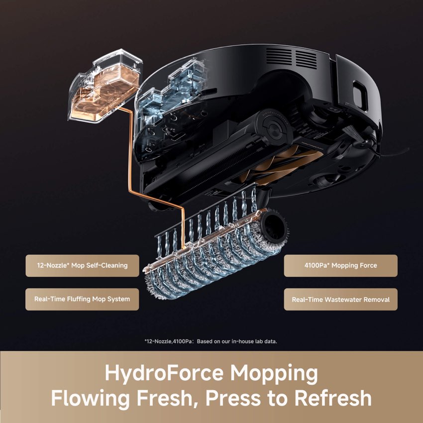 MOVA Z60 Ultra Roller Complete HydroForce roller mop with 12-nozzle self-cleaning system