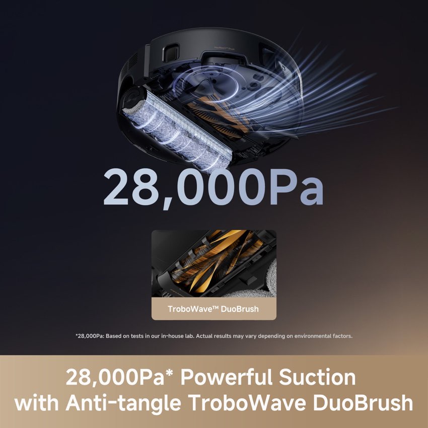 MOVA Z60 Ultra Roller Complete 28,000Pa suction with anti-tangle TroboWave DuoBrush