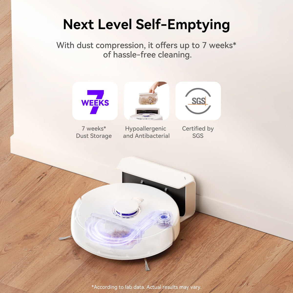 Narwal Freo X Plus slim self-emptying dock with dust compression for 7 weeks of storage