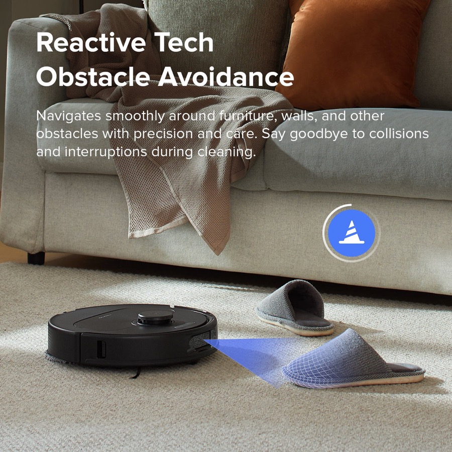 Roborock Q Revo S Reactive Tech obstacle avoidance navigating around slippers