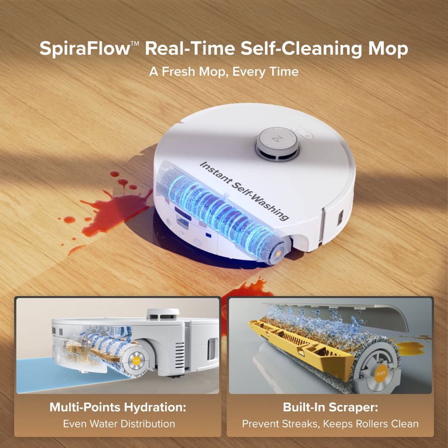 Roborock Qrevo Curv 2 Flow SpiraFlow real-time self-cleaning roller mop