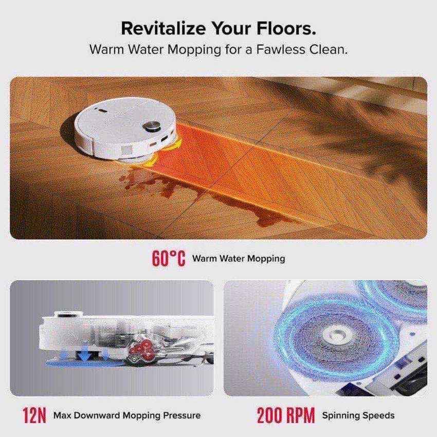 Roborock Qrevo Curv 2 Pro dual spinning mops with 60C warm water mopping