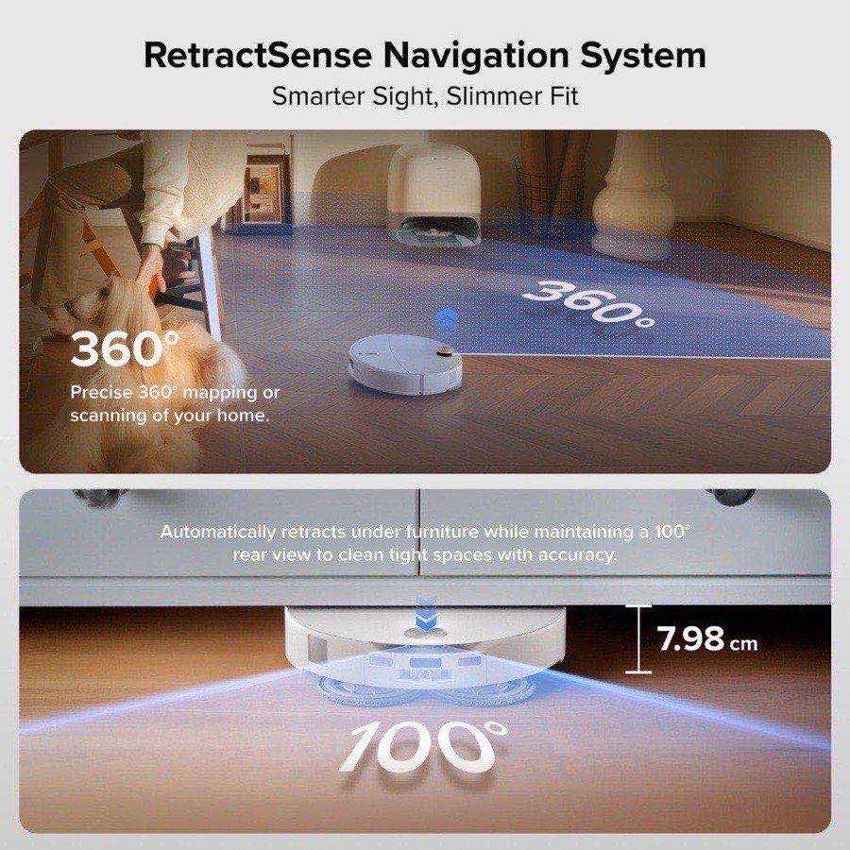 Roborock Qrevo Curv 2 Pro RetractSense navigation retracting under furniture