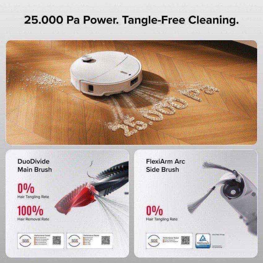 Roborock Qrevo Curv 2 Pro 25000Pa suction with DuoDivide tangle-free brush
