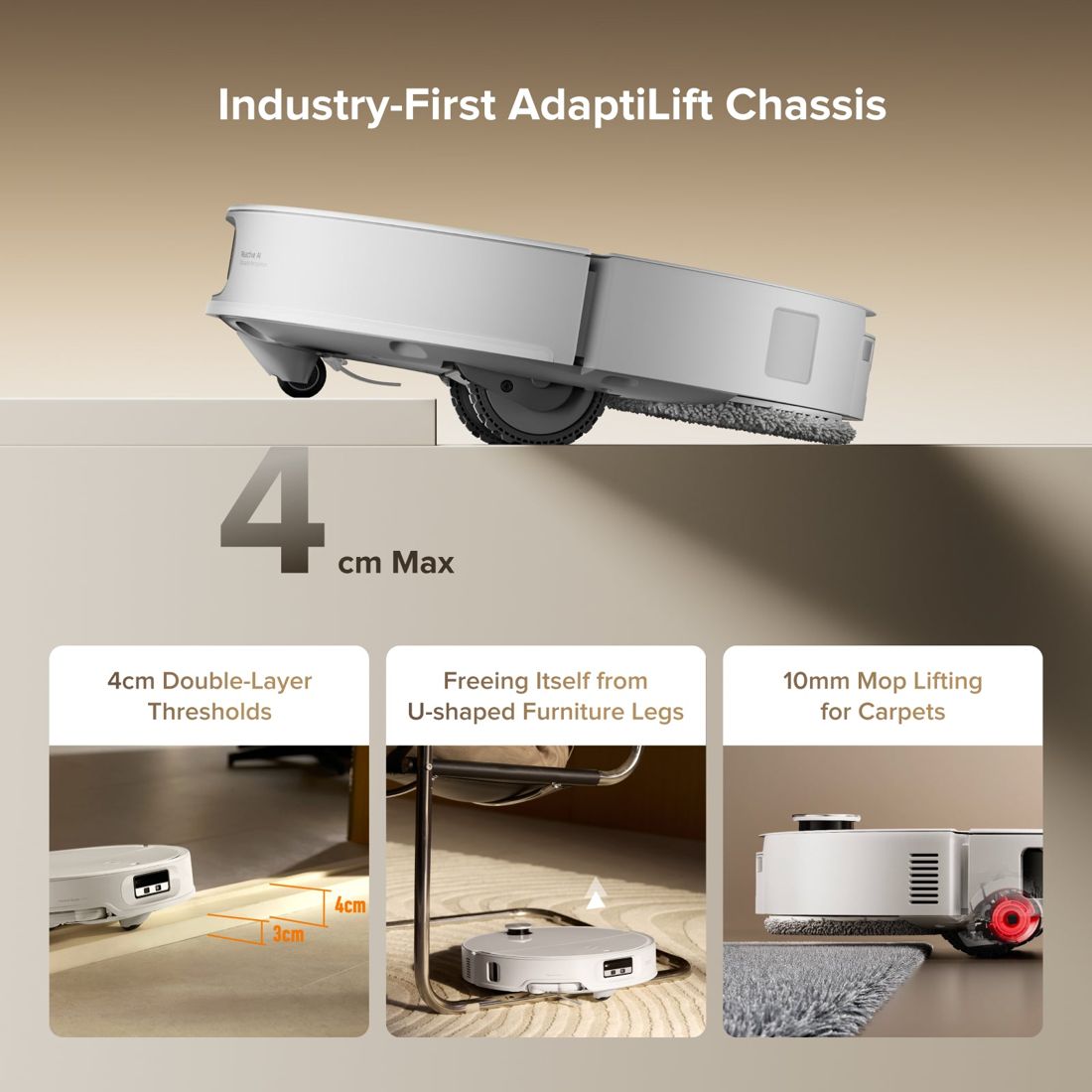 Roborock Qrevo CurvX cleaning hard floor with debris